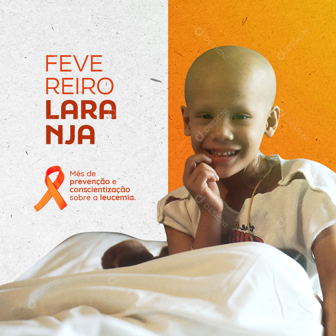 Fevereiro Laranja Mês de Prevenção e Conscientização Sobre a Leucemia Social Media PSD Editável