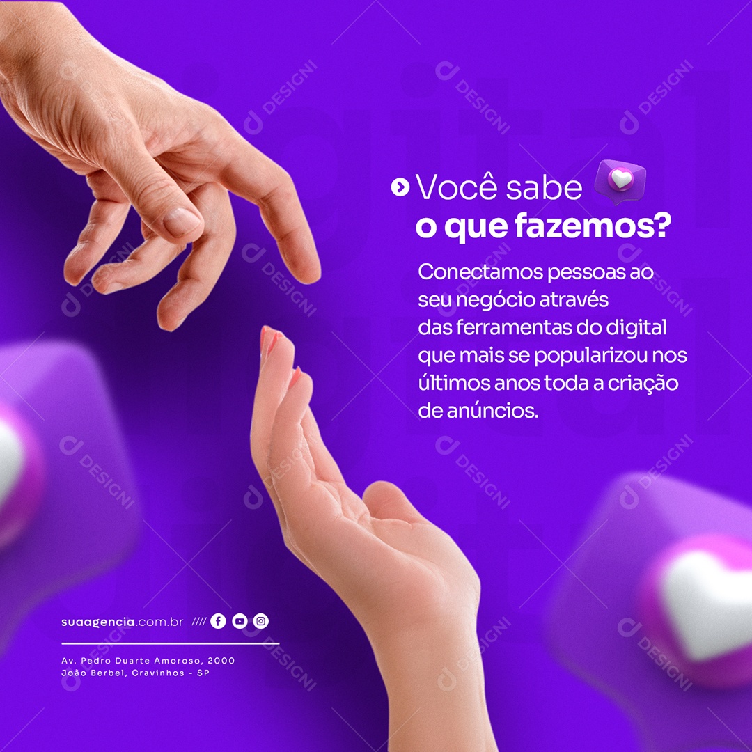 Você sabe O Que Fazemos Conectamos Pessoas ao Seu Negócio Marketing Digital Social Media PSD Editável