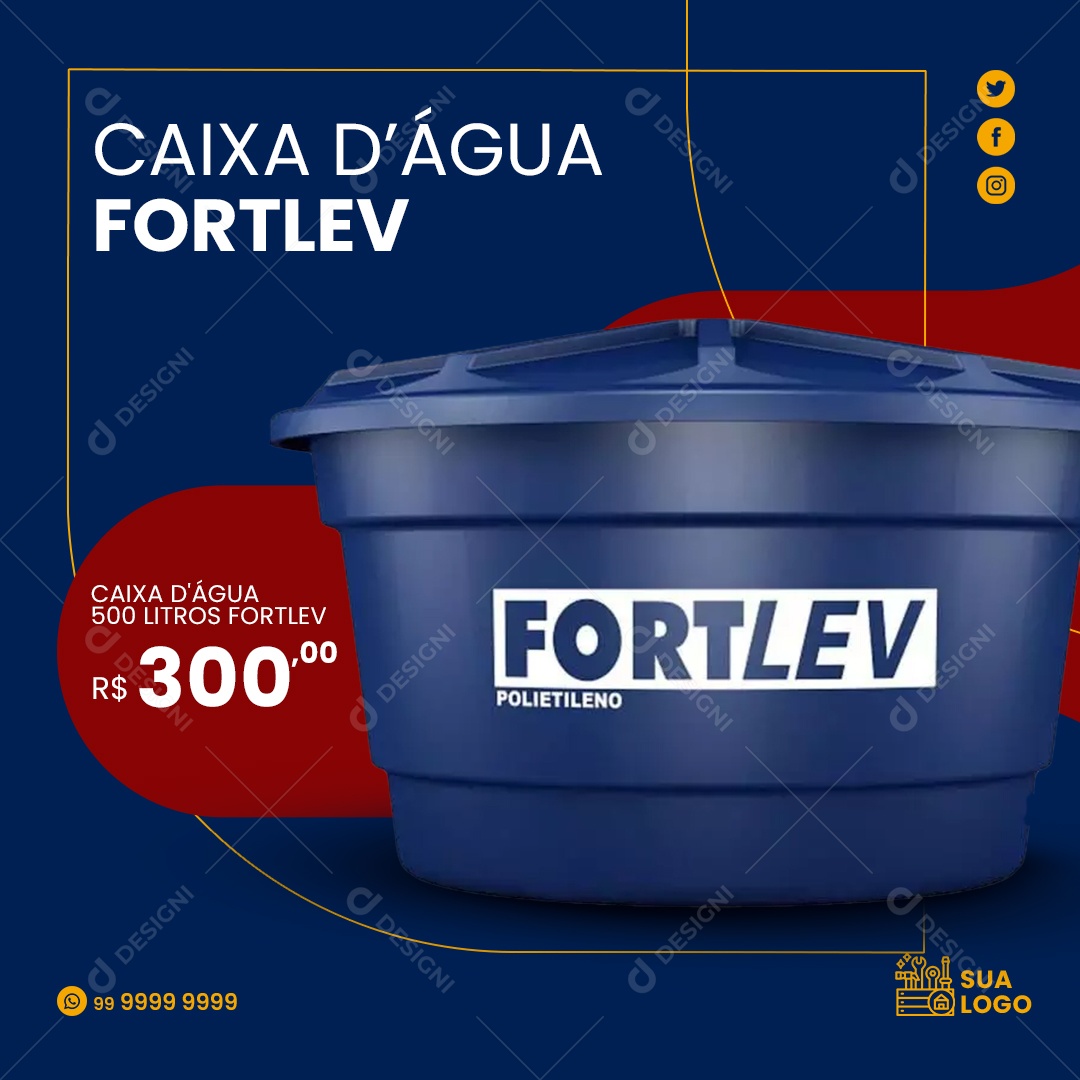 Caixa Dágua 500 Litros Fortlev Social Media PSD Editável