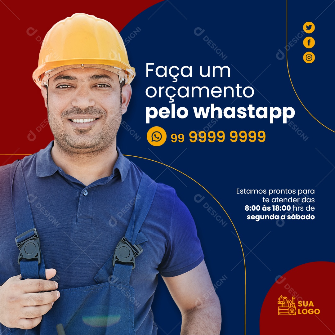 Faça um Orçamento Pelo Whatsapp Social Media PSD Editável