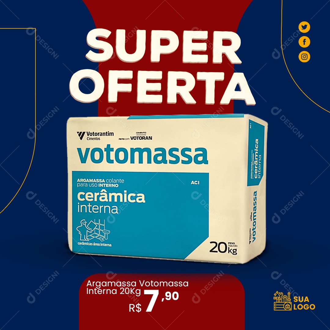 Super Oferta Massa de Cerâmica Social Media PSD Editável