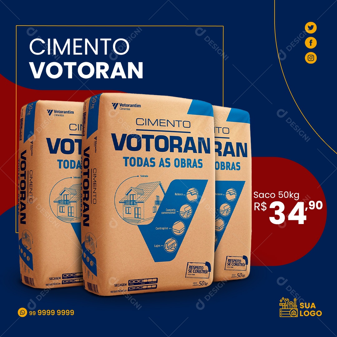 Cimento Votoran Venha Conferir Social Media PSD Editável