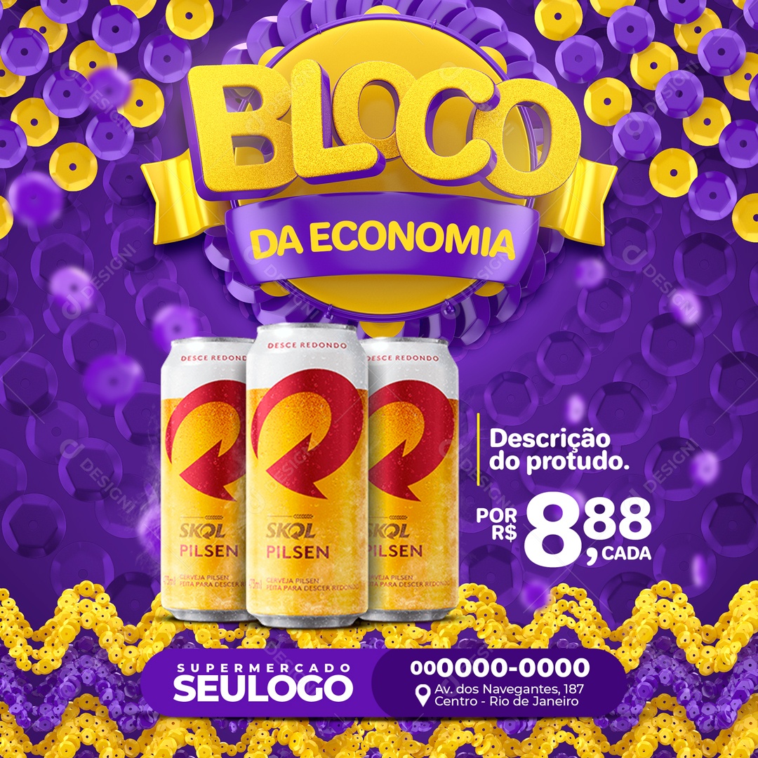 Bloco da Economia Venha Conferir Social Media PSD Editável