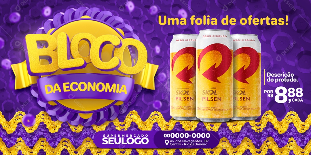 Banner Bloco da Economia Venha Conferir Social Media PSD Editável