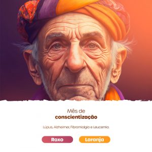 Fevereiro Roxo e Laranja Mês de Conscientização Lúpus, Alzheimer, Fibromialgia e Leucemia Social Media PSD Editável