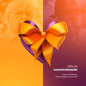 Fevereiro Roxo e Laranja Mês de Conscientização Lúpus, Alzheimer, Fibromialgia e Leucemia Social Media PSD Editável