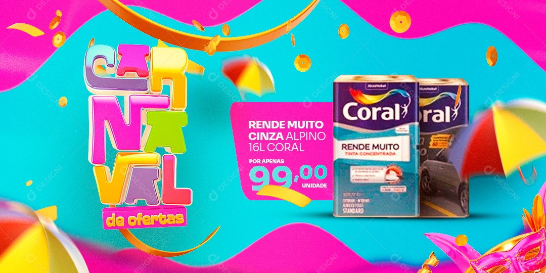 Banner Carnaval de Ofertas Construção Rende Muito Cinza Alpino Social Media PSD Editável