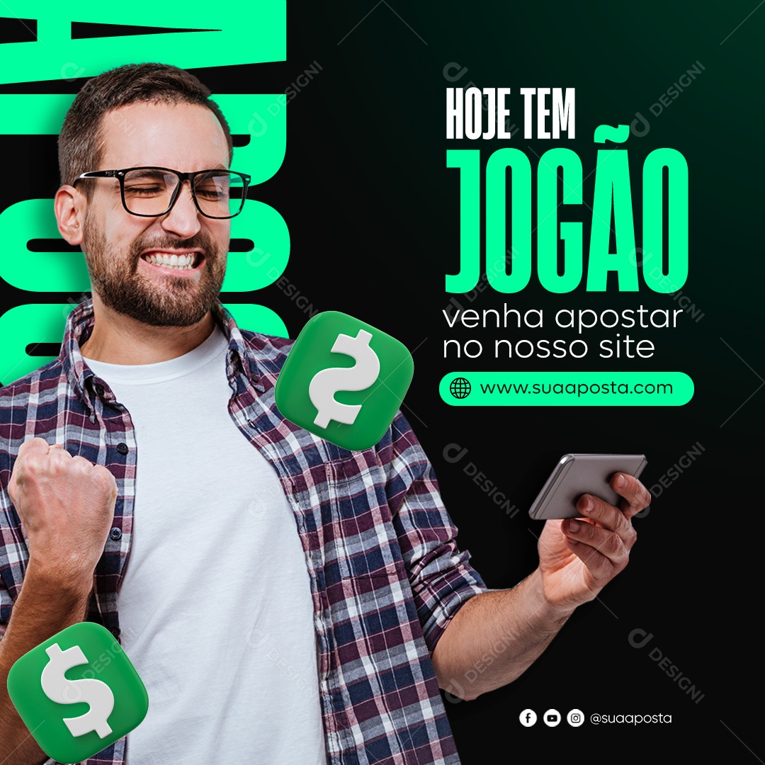 Hoje Tem Jogão Venha Apostar no Nosso Site Casa de Apostas Social Media PSD Editável
