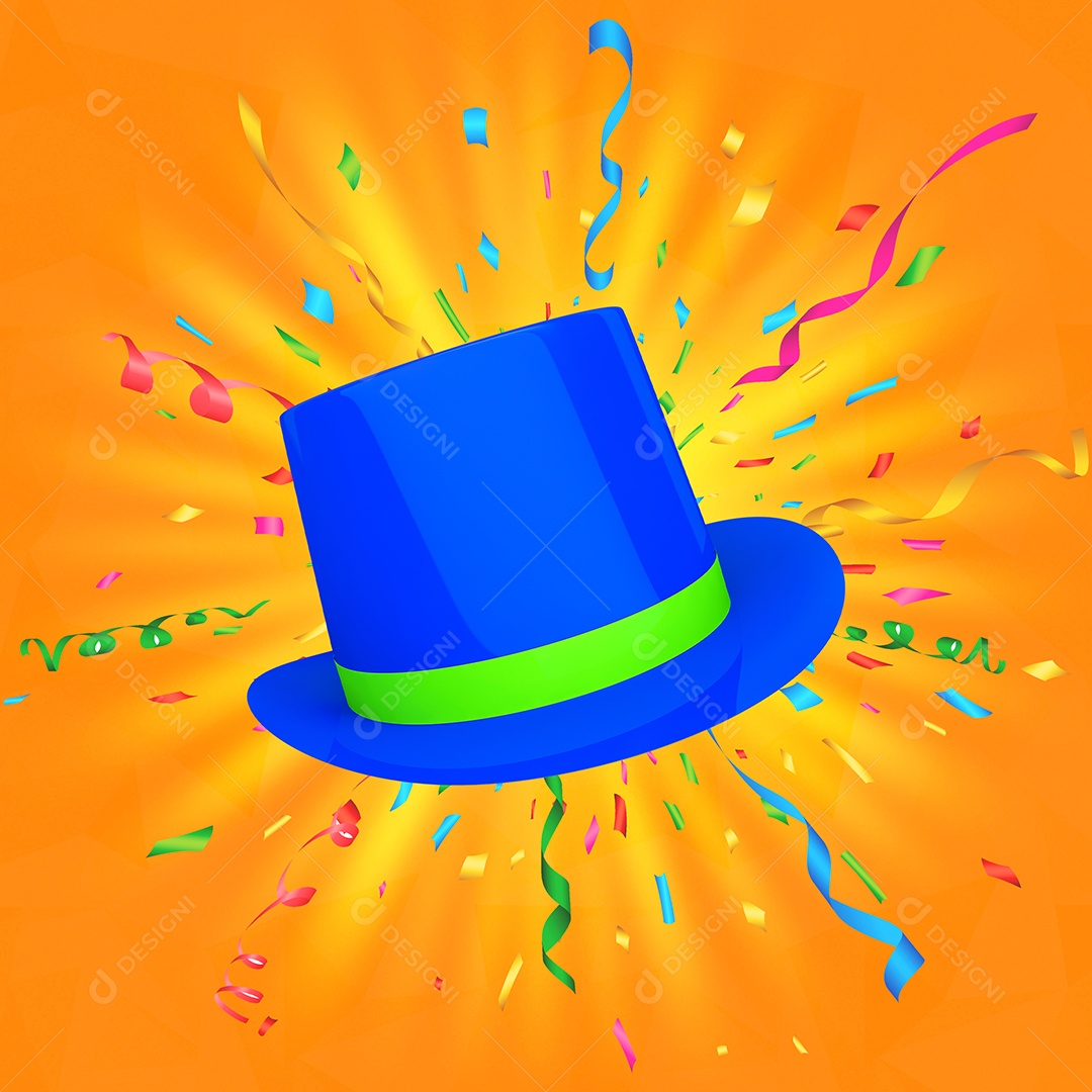 Elemento 3D Para Composição Chapéu de Carnaval PSD