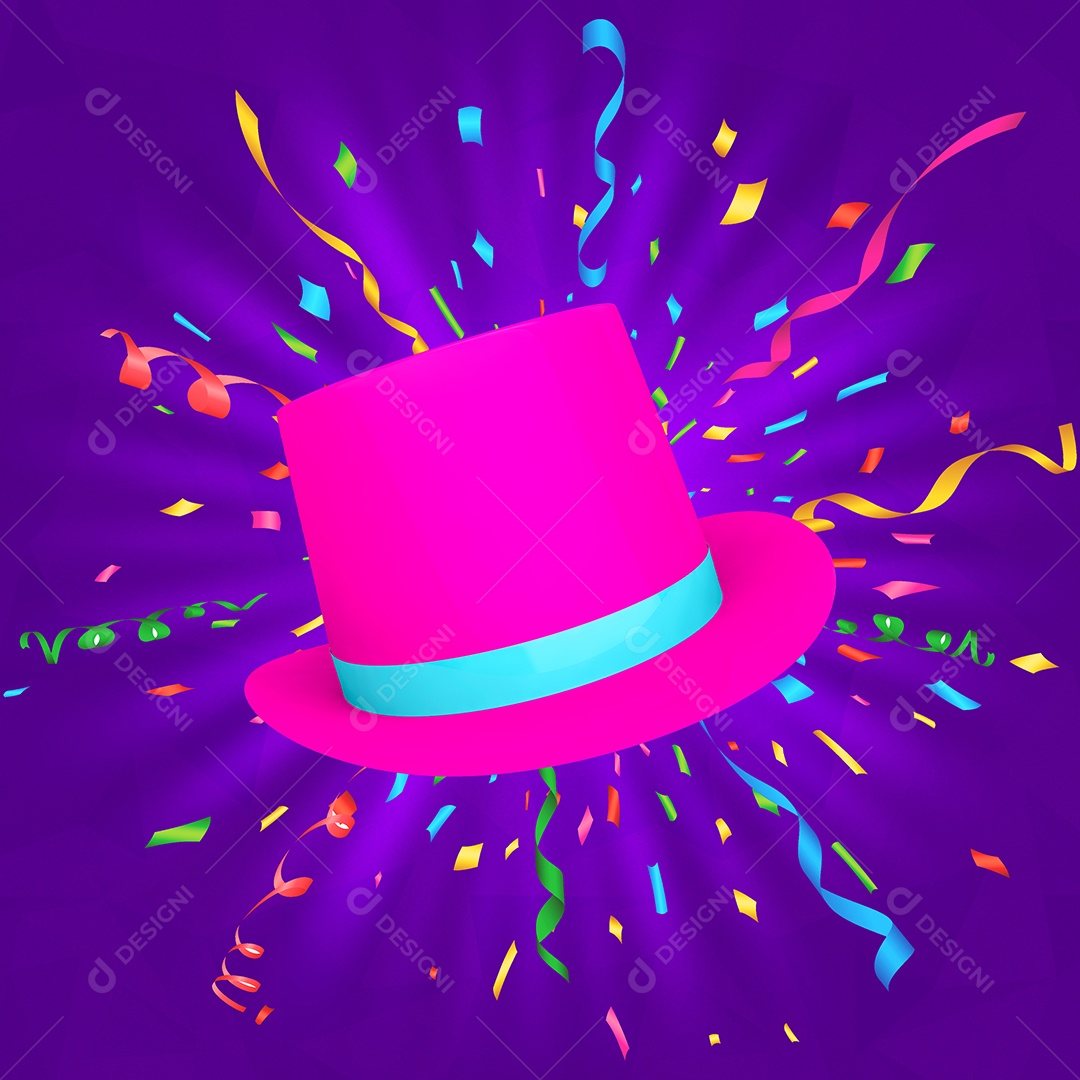 Elemento 3D Para Composição Chapéu de Carnaval PSD