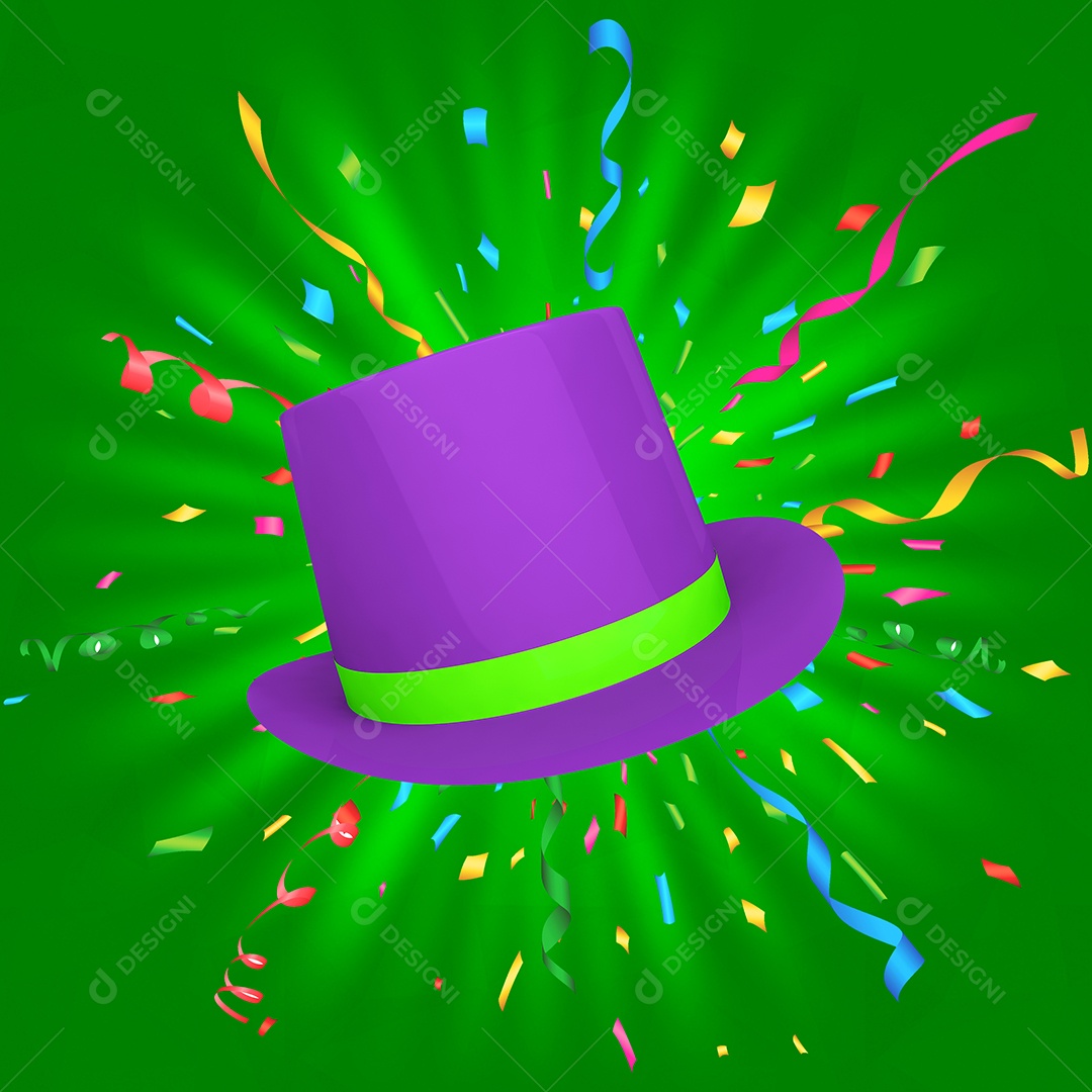 Elemento 3D Para Composição Chapéu de Carnaval PSD