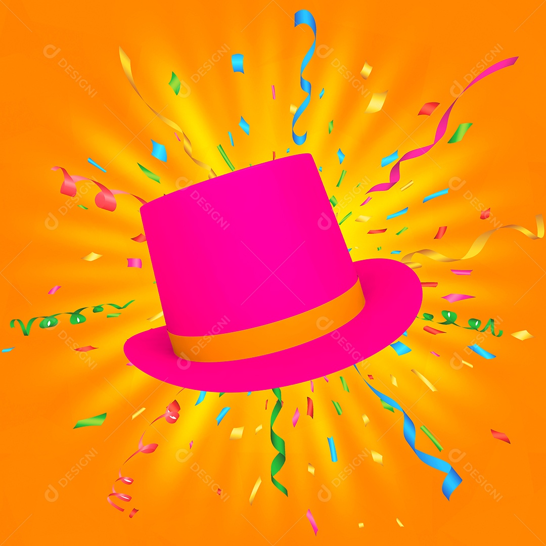 Elemento 3D Para Composição Chapéu de Carnaval PSD