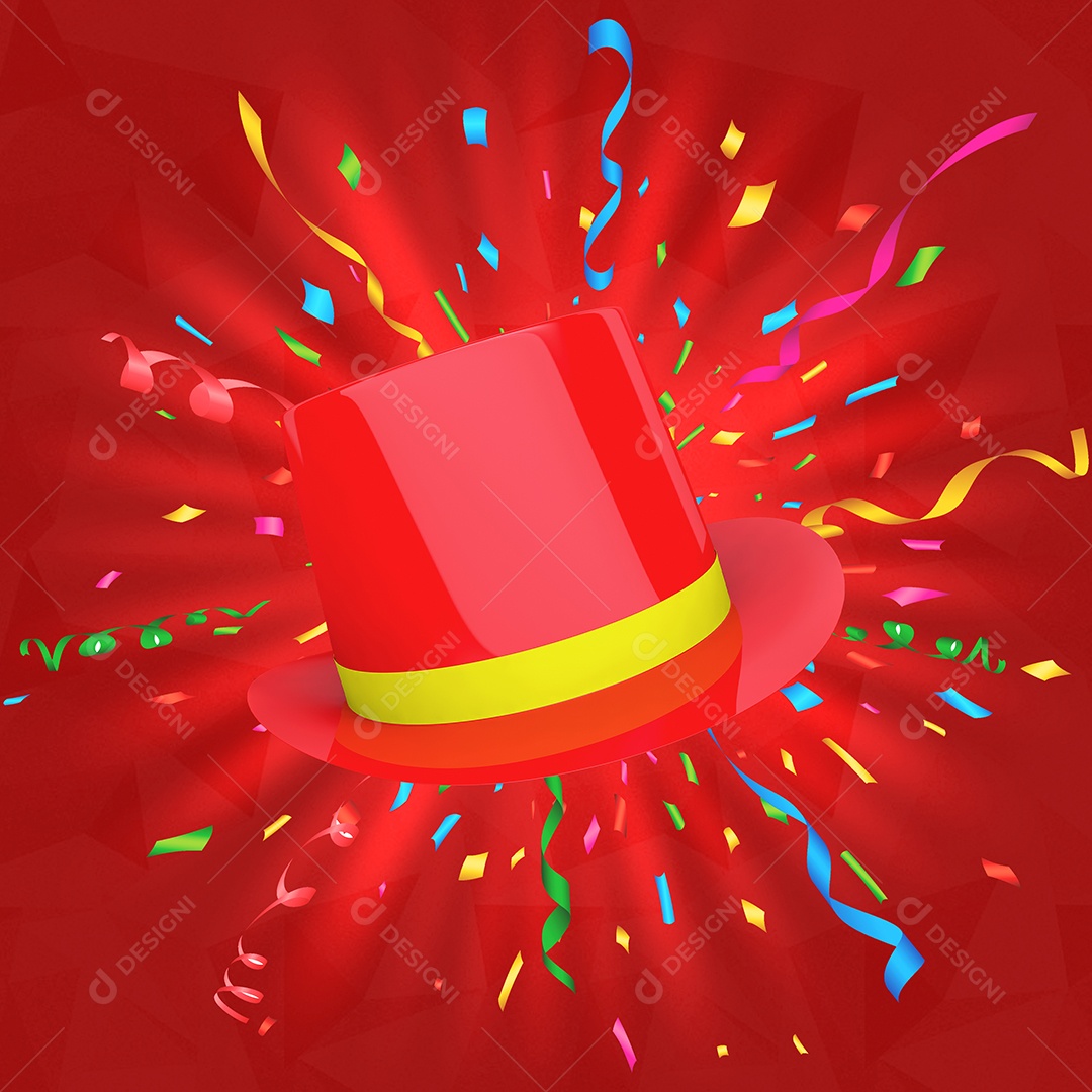 Elemento 3D Para Composição Chapéu de Carnaval PSD