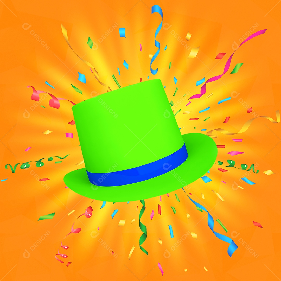 Elemento 3D Para Composição Chapéu de Carnaval PSD