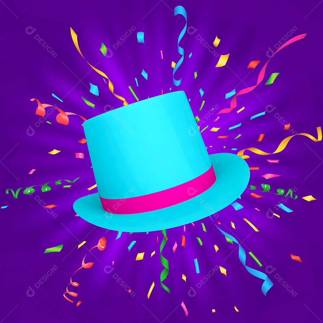 Elemento 3D Para Composição Chapéu de Carnaval PSD