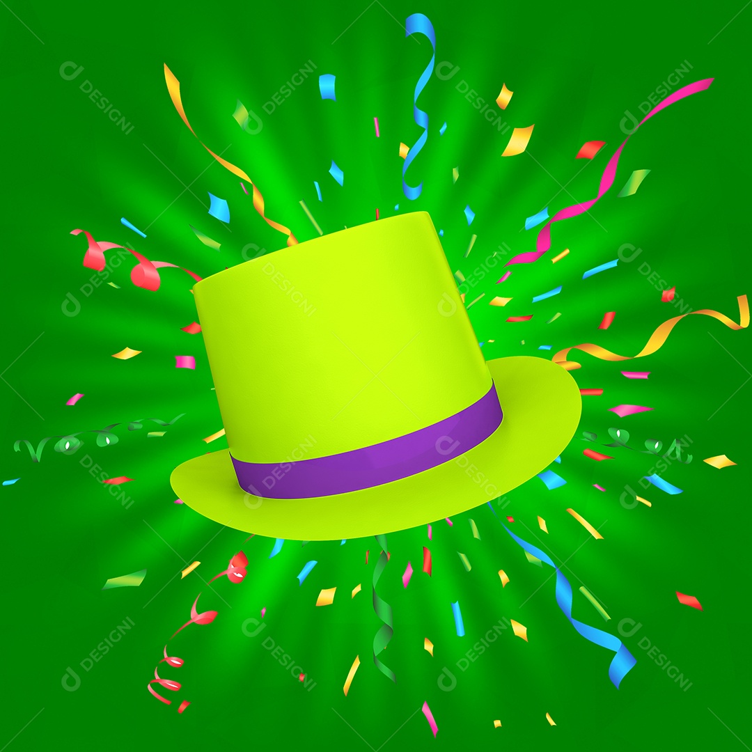 Elemento 3D Para Composição Chapéu de Carnaval PSD