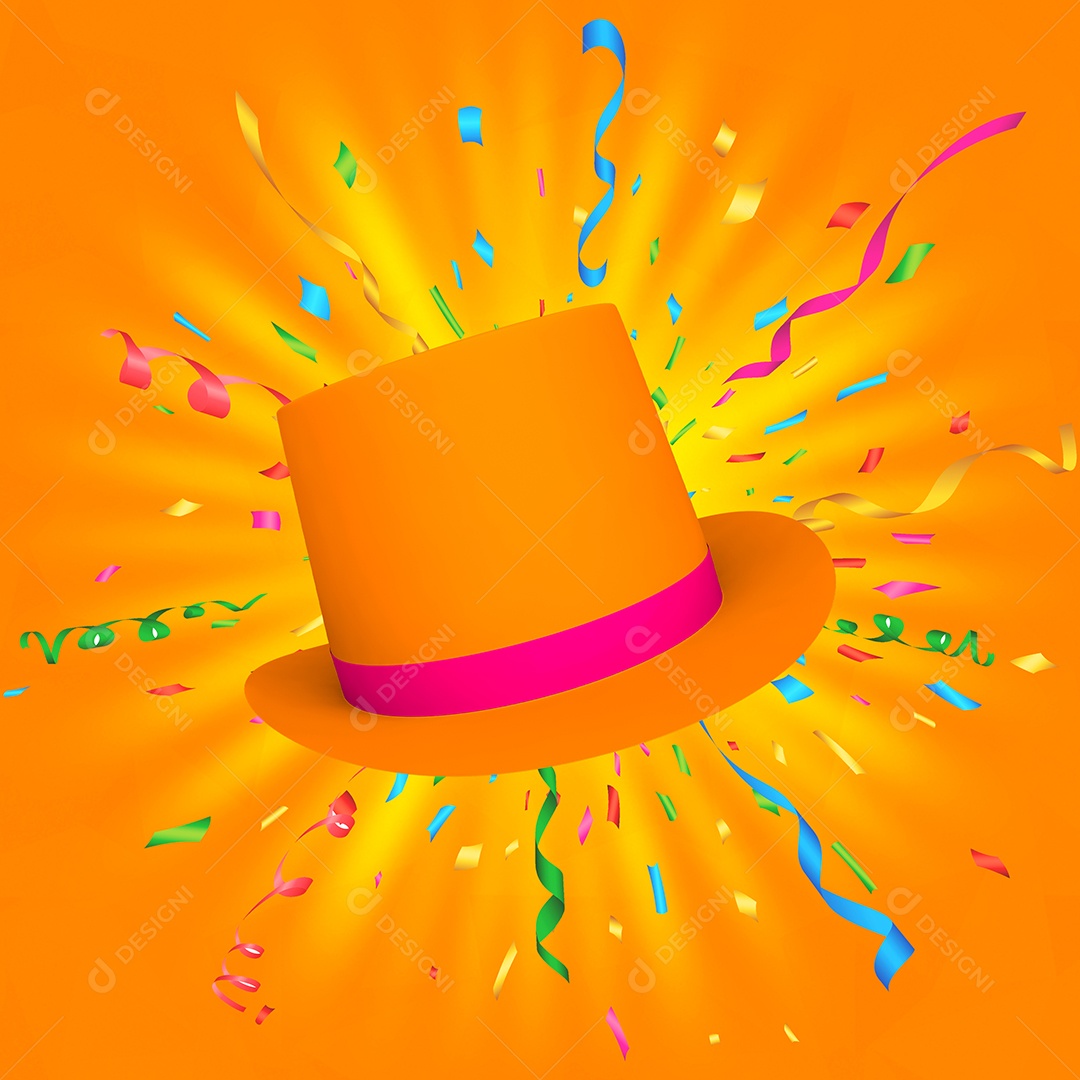 Elemento 3D Para Composição Chapéu de Carnaval PSD