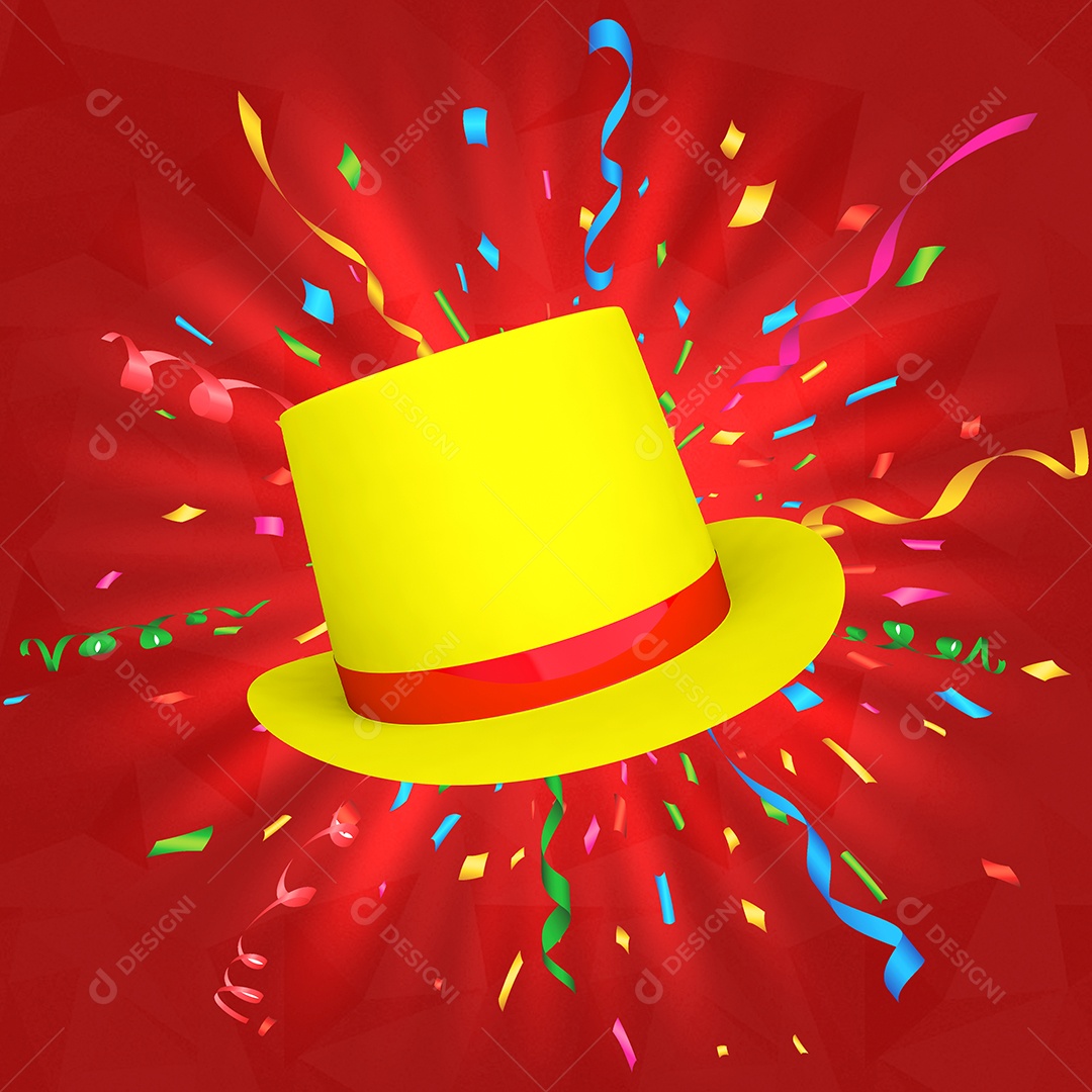 Elemento 3D Para Composição Chapéu de Carnaval PSD