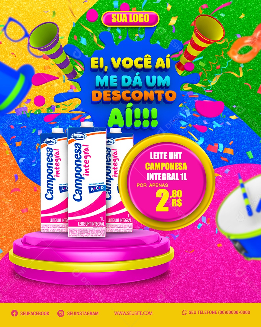 Ei, Você Aí Me Dá um Desconto Aí!! Venha Conferir Social Media PSD Editável