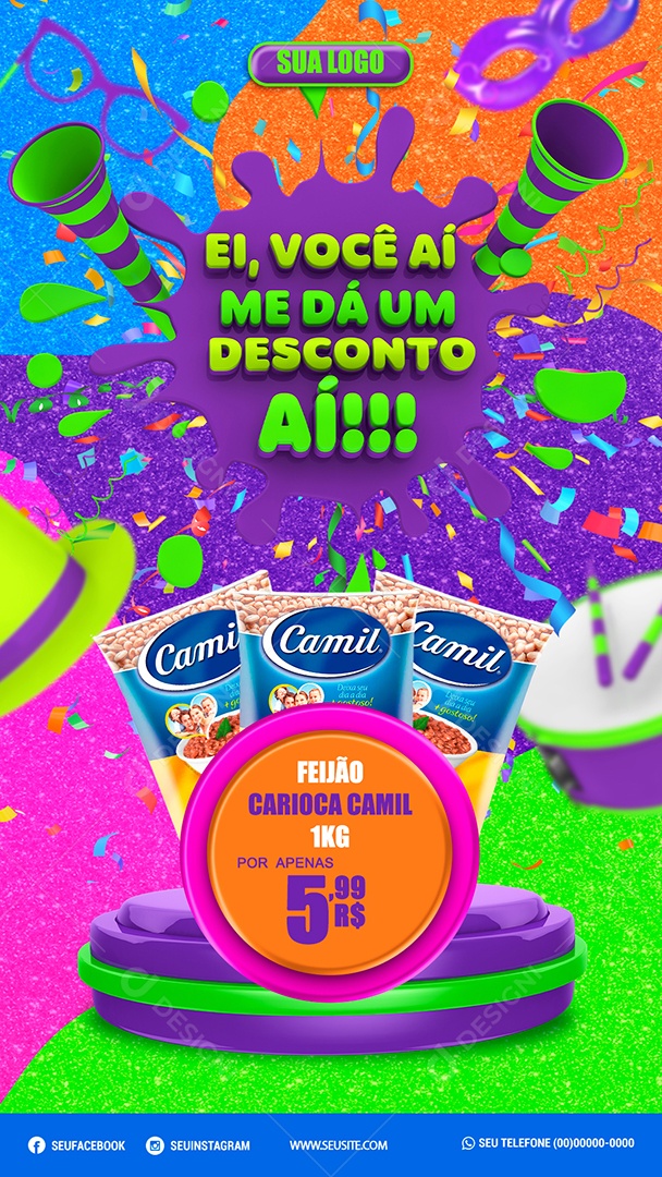 Story Ei, Você Aí Me Dá um Desconto Aí!! Venha Conferir Social Media PSD Editável