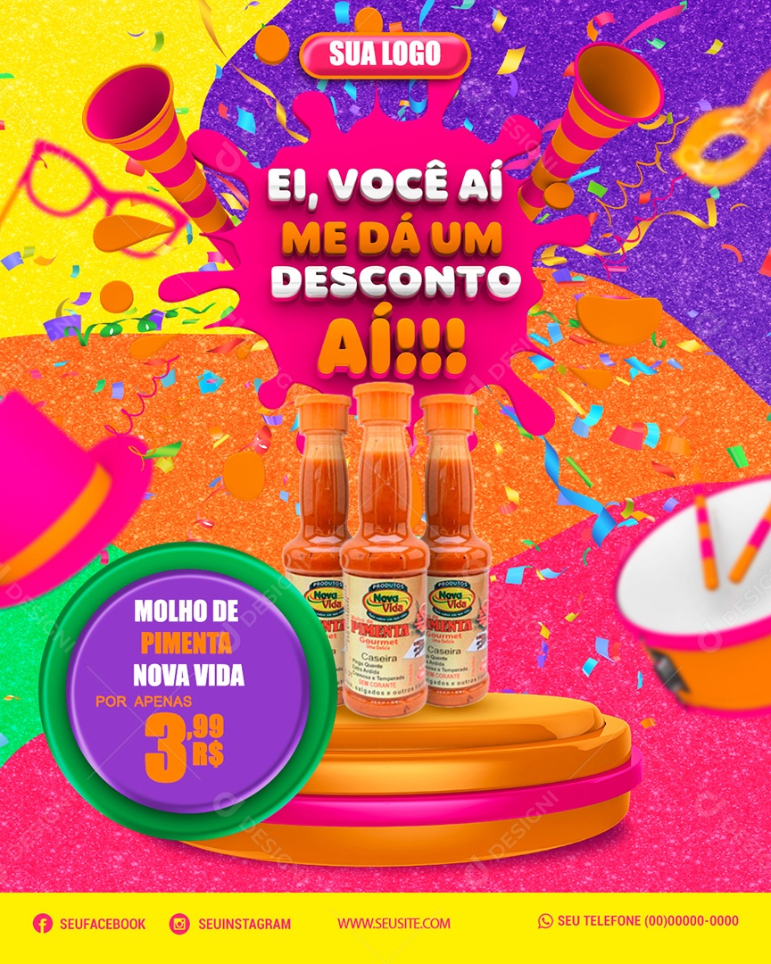 Ei, Você Aí Me Dá um Desconto Aí!! Venha Conferir Social Media PSD Editável