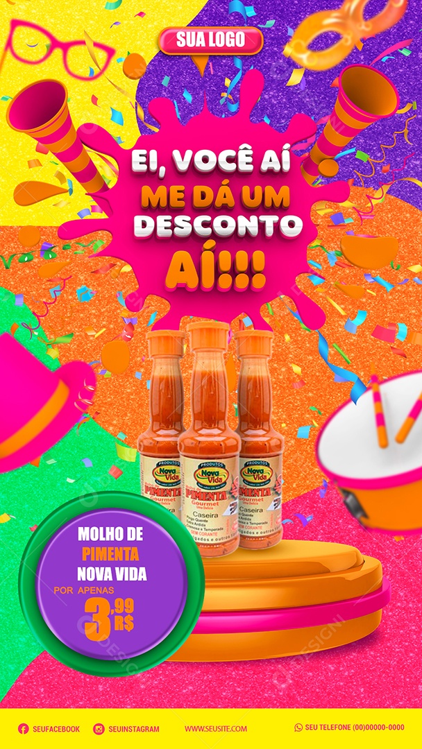 Story Ei, Você Aí Me Dá um Desconto Aí!! Venha Conferir Social Media PSD Editável