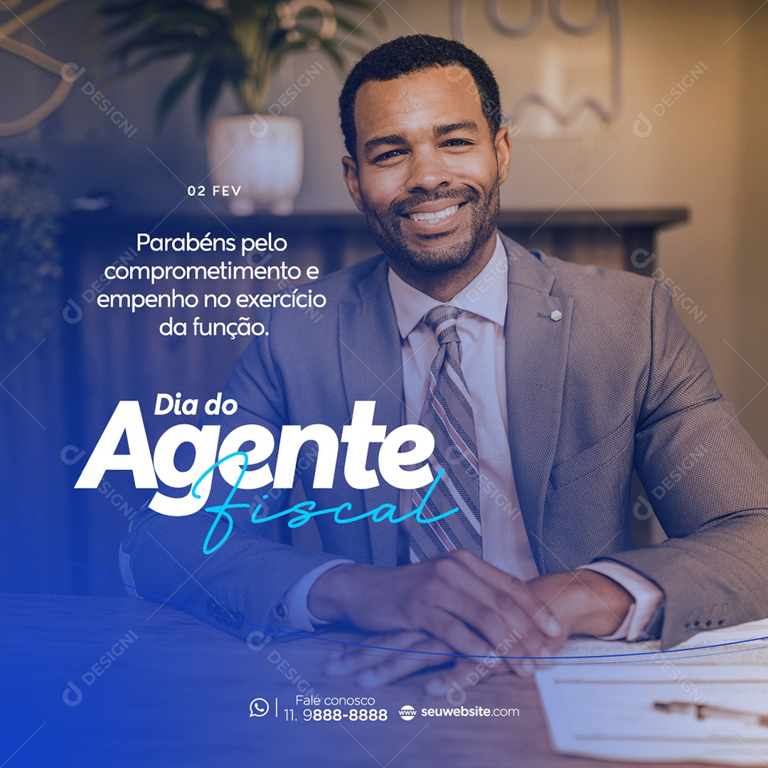 Tax Agent's Day February 02 Congratulations for the Commitment and Commitment to the Exercise of the Social Media Function Editable PSD