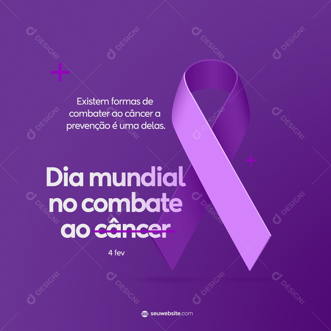 Dia Mundial Do Combate Ao Câncer 04 de Fevereiro Social Media PSD Editável