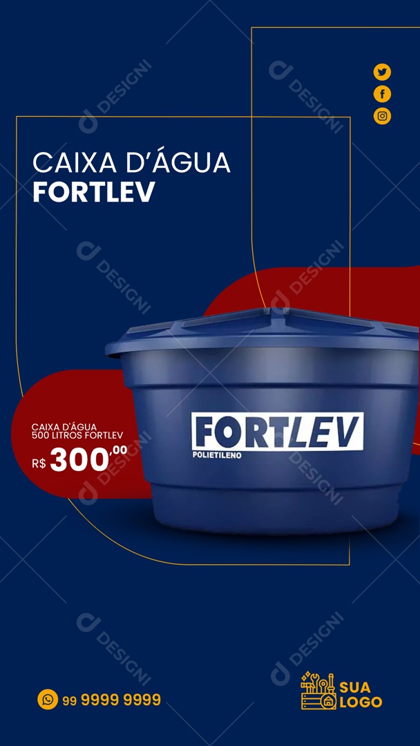 Story Caixa Dágua 500 Litros Fortlev Social Media PSD Editável