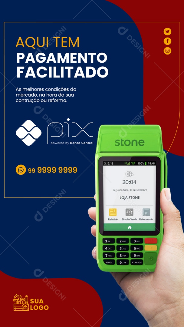 Story Aqui Tem Pagamento Facilitado Social Media PSD Editável