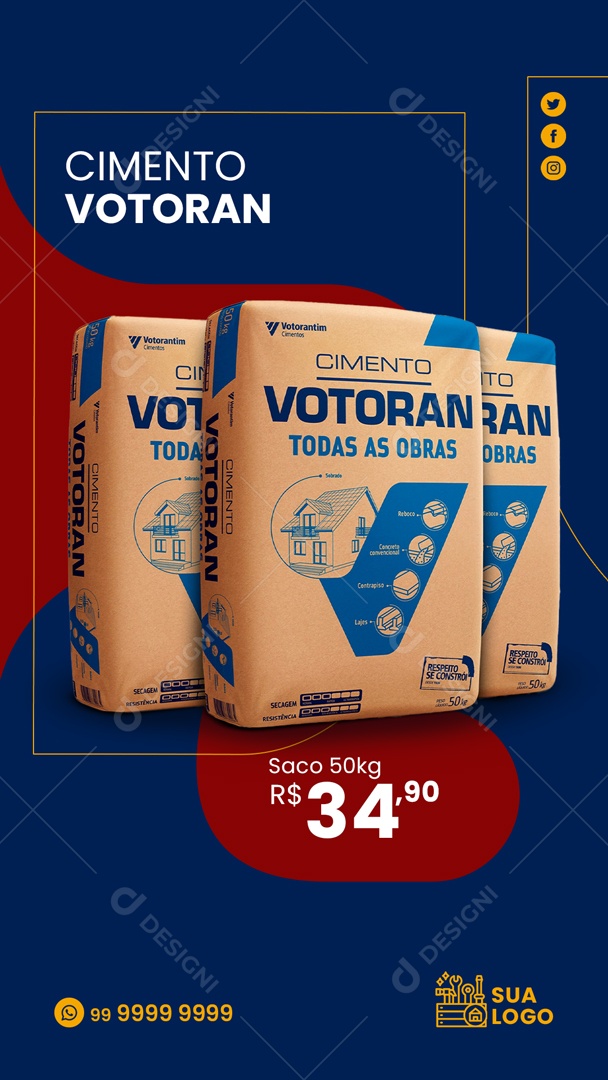 Story Cimento Votoran Venha Conferir Social Media PSD Editável