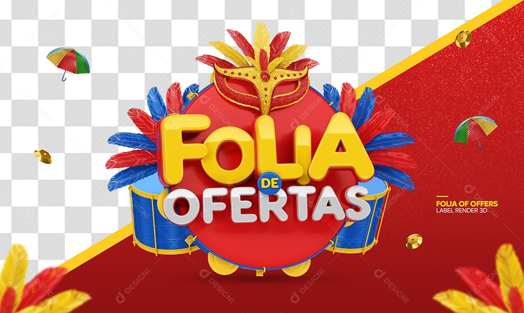 Folia de Ofertas Selo 3D Vermelho e Dourado para Composição PSD