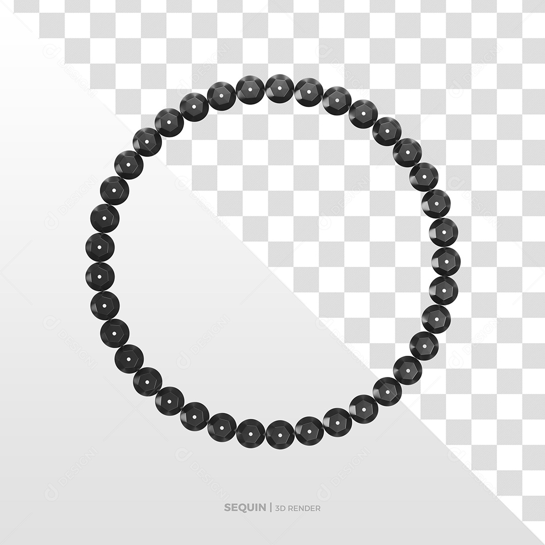 Círculo Lantejoula Preto de Carnaval Elemento 3D para Composição PSD