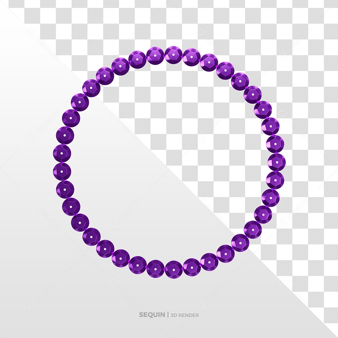 Círculo Lantejoula Roxo de Carnaval Elemento 3D para Composição PSD