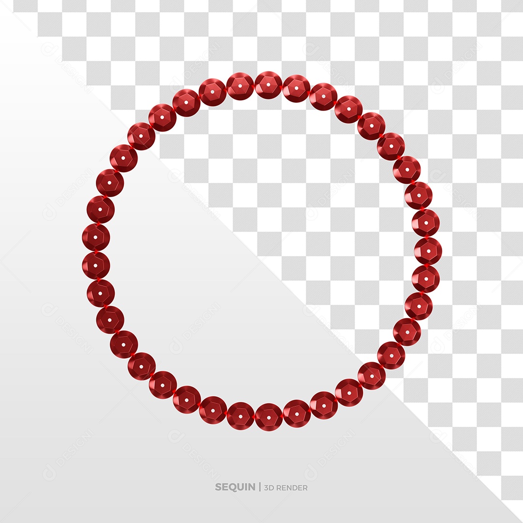 Círculo Lantejoula Vermelho de Carnaval Elemento 3D para Composição PSD