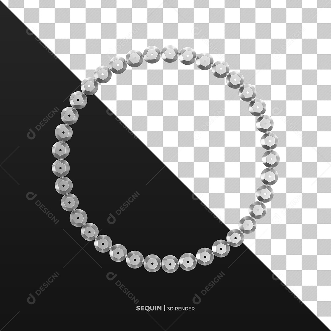 Círculo Lantejoula Cinza de Carnaval Elemento 3D para Composição PSD