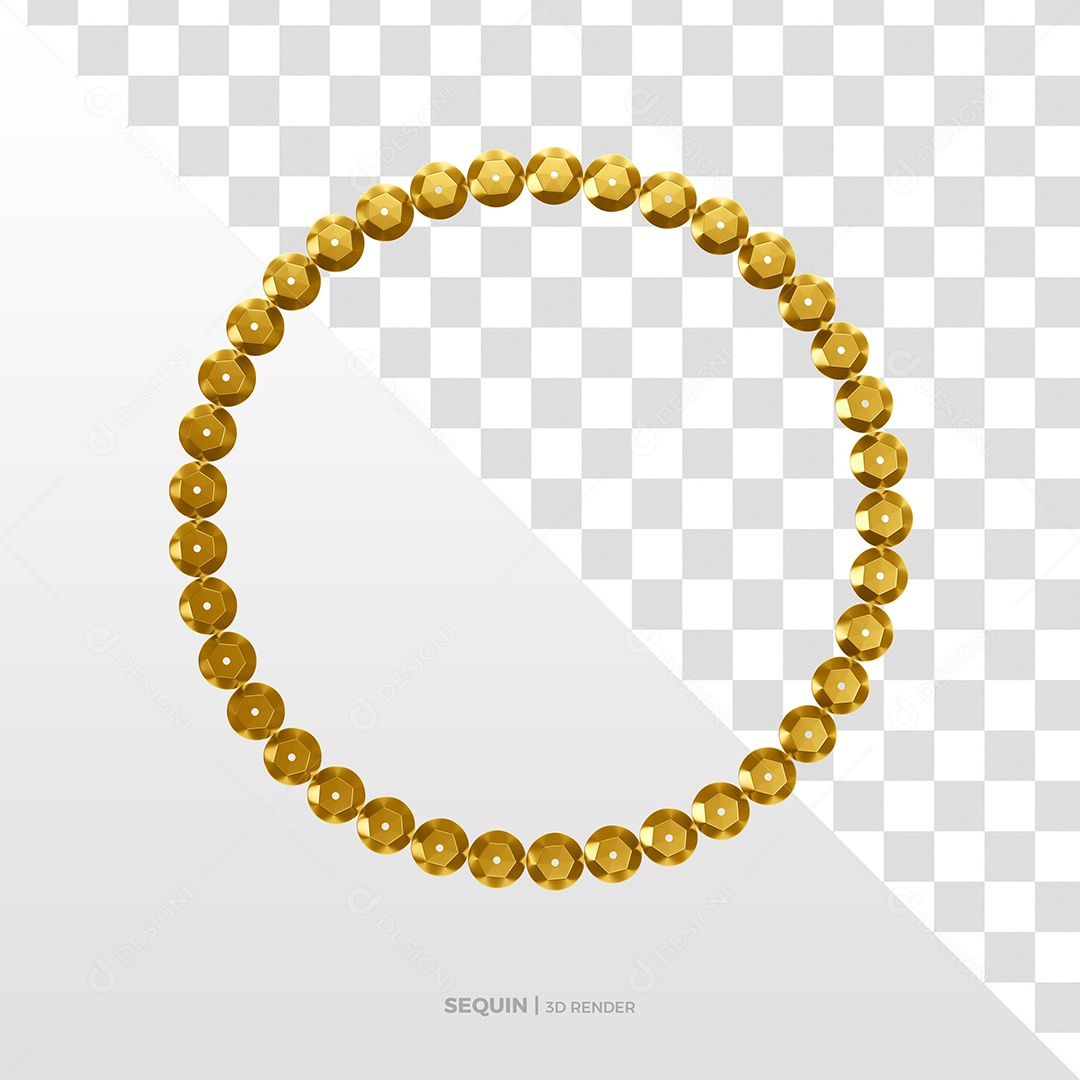 Círculo Lantejoula Dourado de Carnaval Elemento 3D para Composição PSD