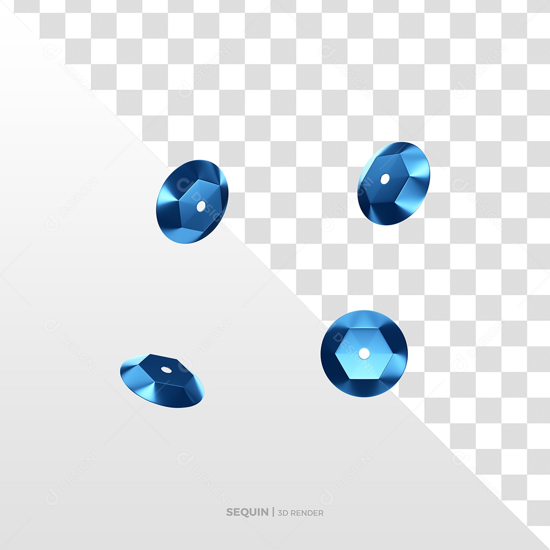 Lantejoula Azul de Carnaval Elemento 3D para Composição PSD
