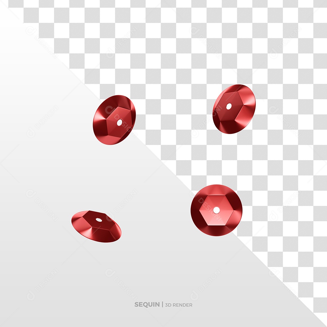 Lantejoula Vermelho de Carnaval Elemento 3D para Composição PSD