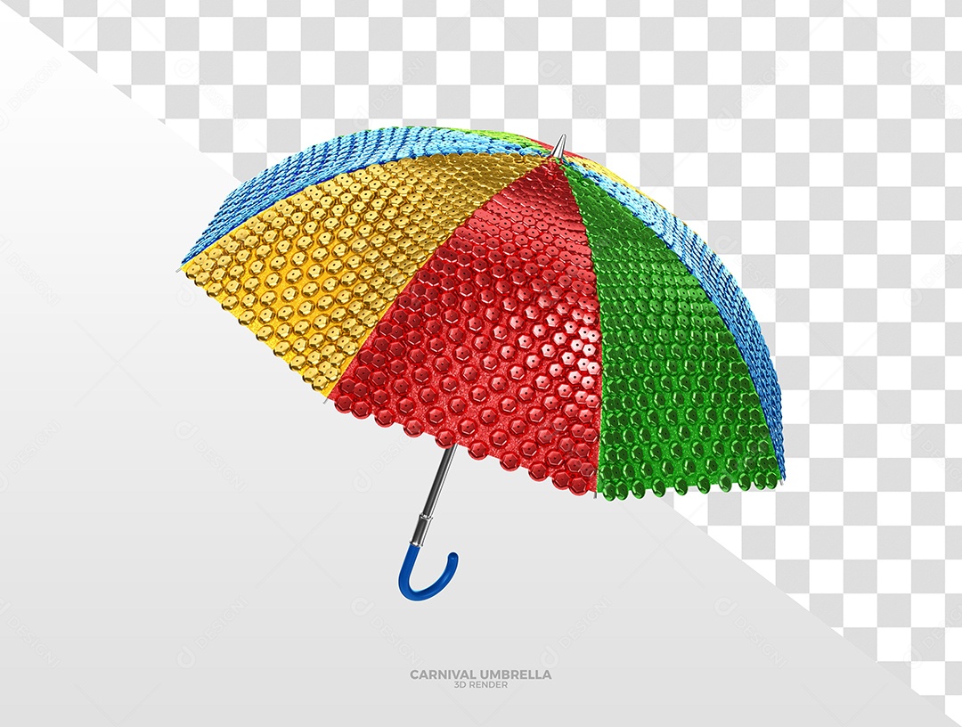 Guarda Chuva Colorido de Carnaval Elemento 3D para Composição PSD