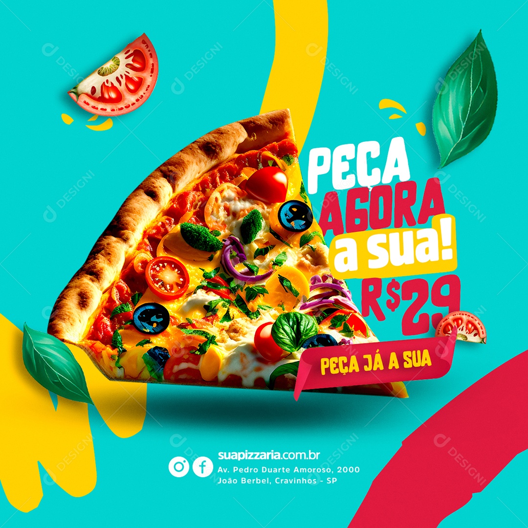 Peça Agora a Sua 29,00 Pizzaria Social Media PSD Editável