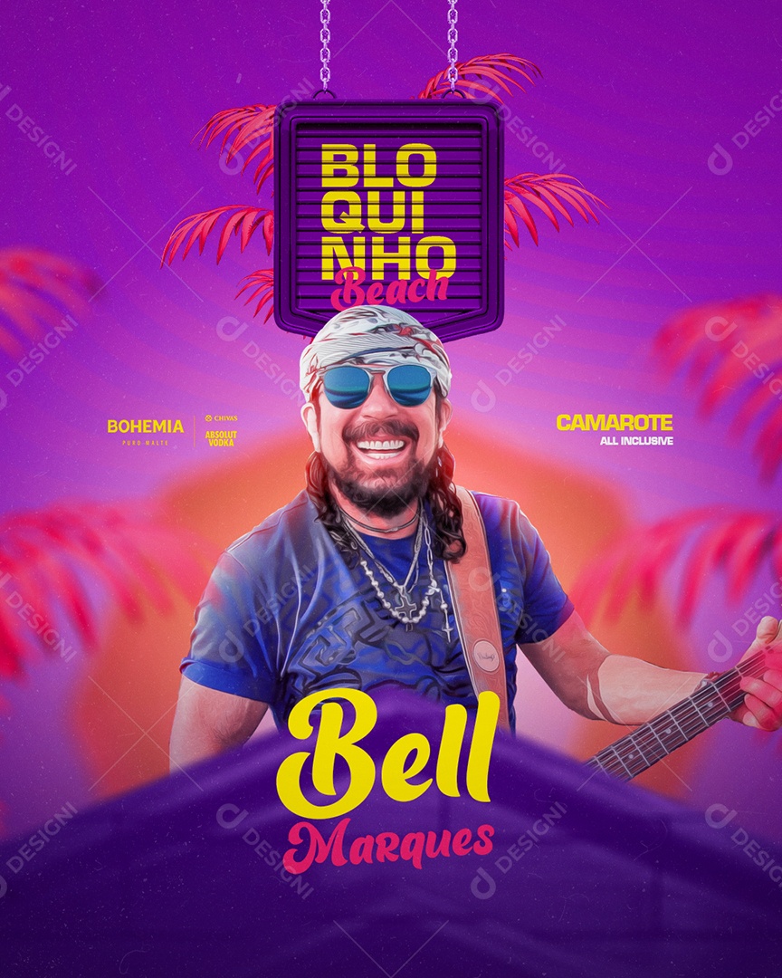 Flyer Bloquinho Do Beach Bell Marques Social Media PSD Editável