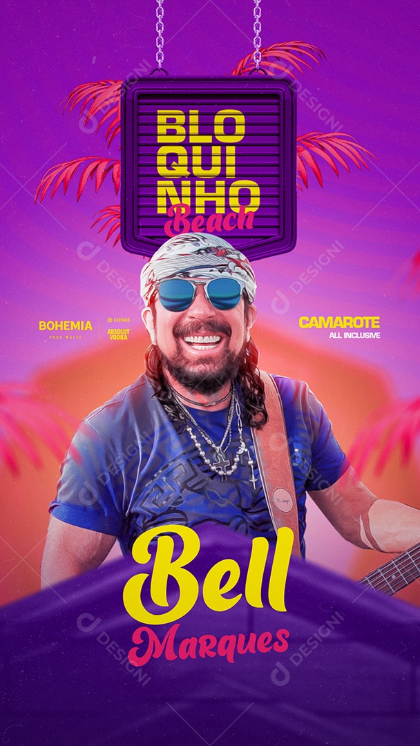 Flyer Bloquinho Do Beach Bell Marques Story Social Media PSD Editável