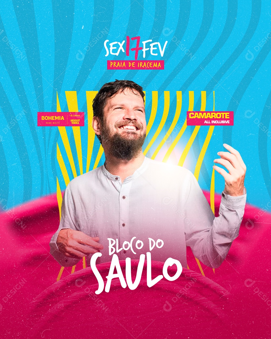 Flyer Bloco do Saulo Social Media PSD Editável