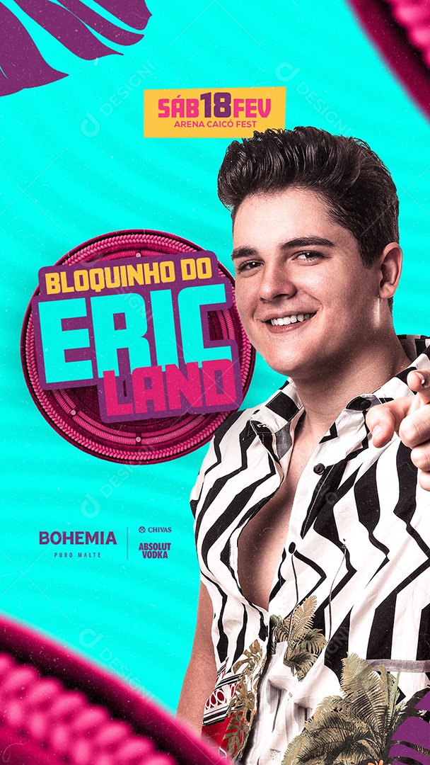Flyer Bloquinho Eric Land Story Social Media PSD Editável