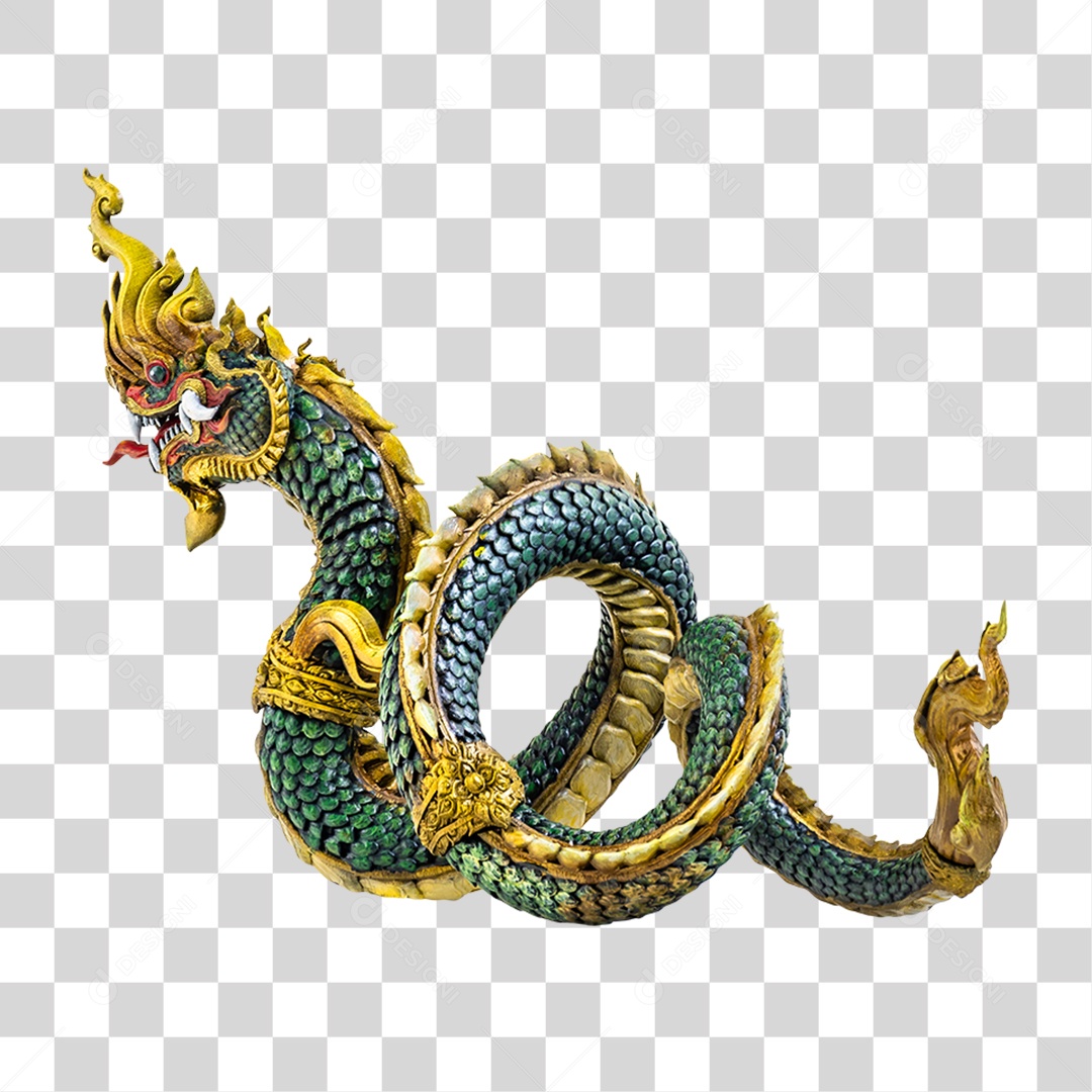 Objeto 3D Dragão Rei de Naga Para Composição PNG Transparente