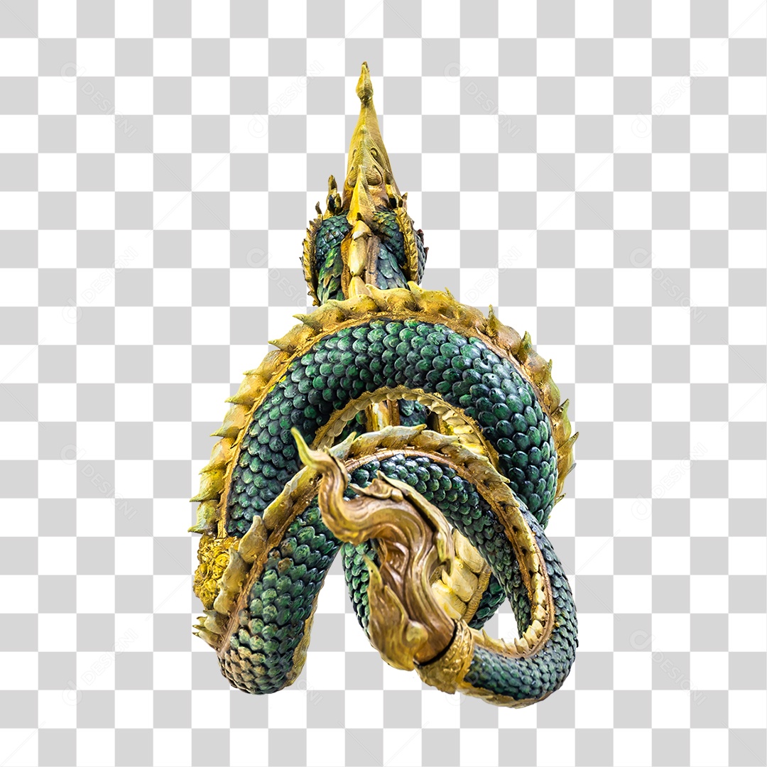 Objeto 3D Dragão Rei de Naga Para Composição PNG Transparente