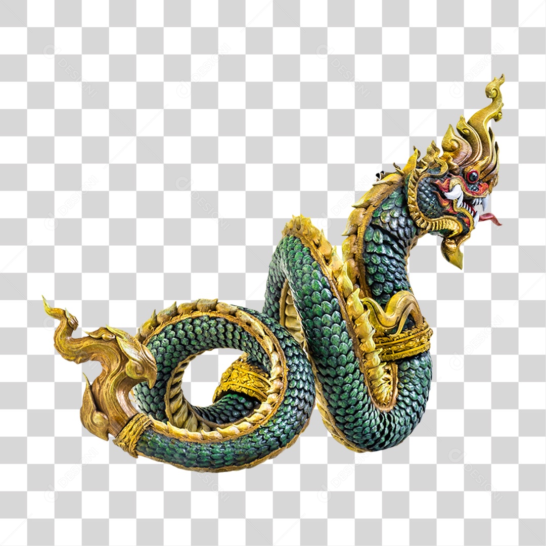 Objeto 3D Dragão Rei de Naga Para Composição PNG Transparente
