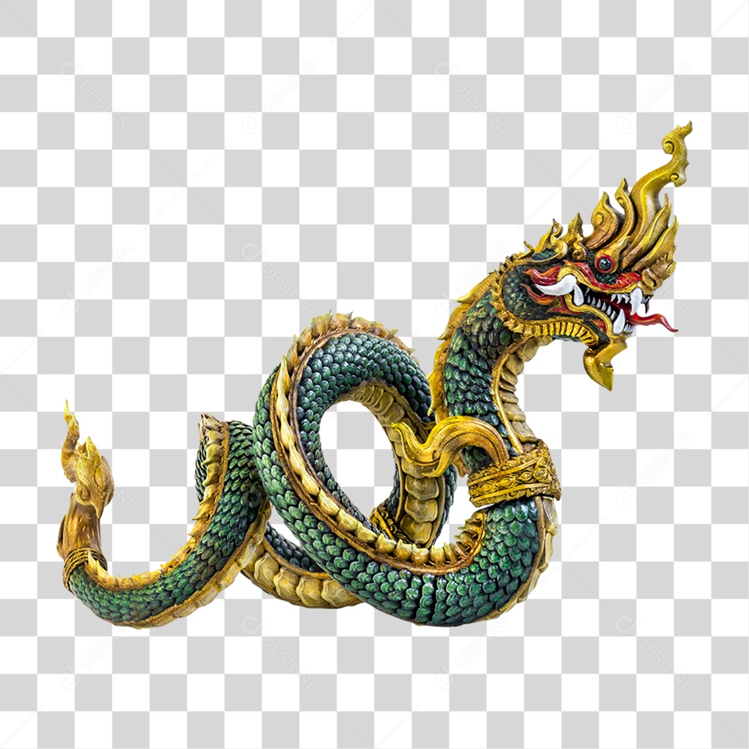 Objeto 3D Dragão Rei de Naga Para Composição PNG Transparente