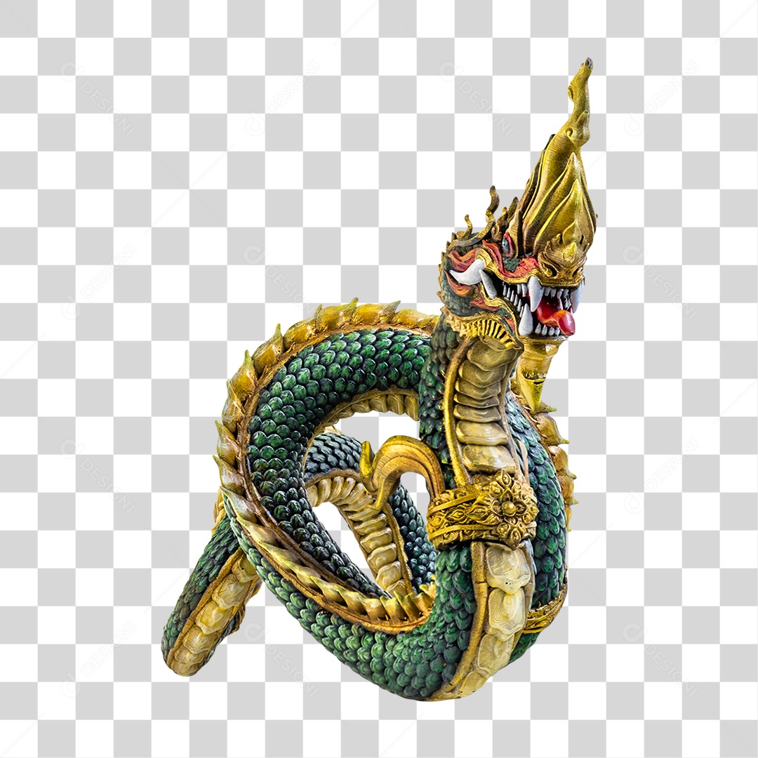 Objeto 3D Dragão Rei de Naga Para Composição PNG Transparente